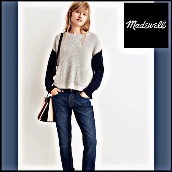 NWT MADEWELL PATCH POCKET COLOR BLOCK SWEATER - Picture 8 of 14